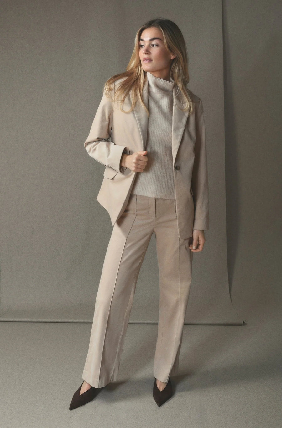 Gustav - Mynte  Wide leg long velour