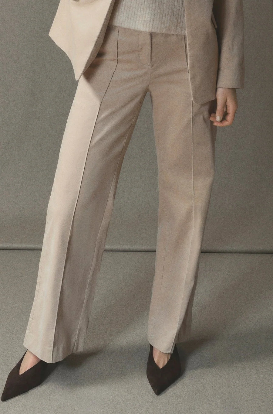 Gustav - Mynte  Wide leg long velour