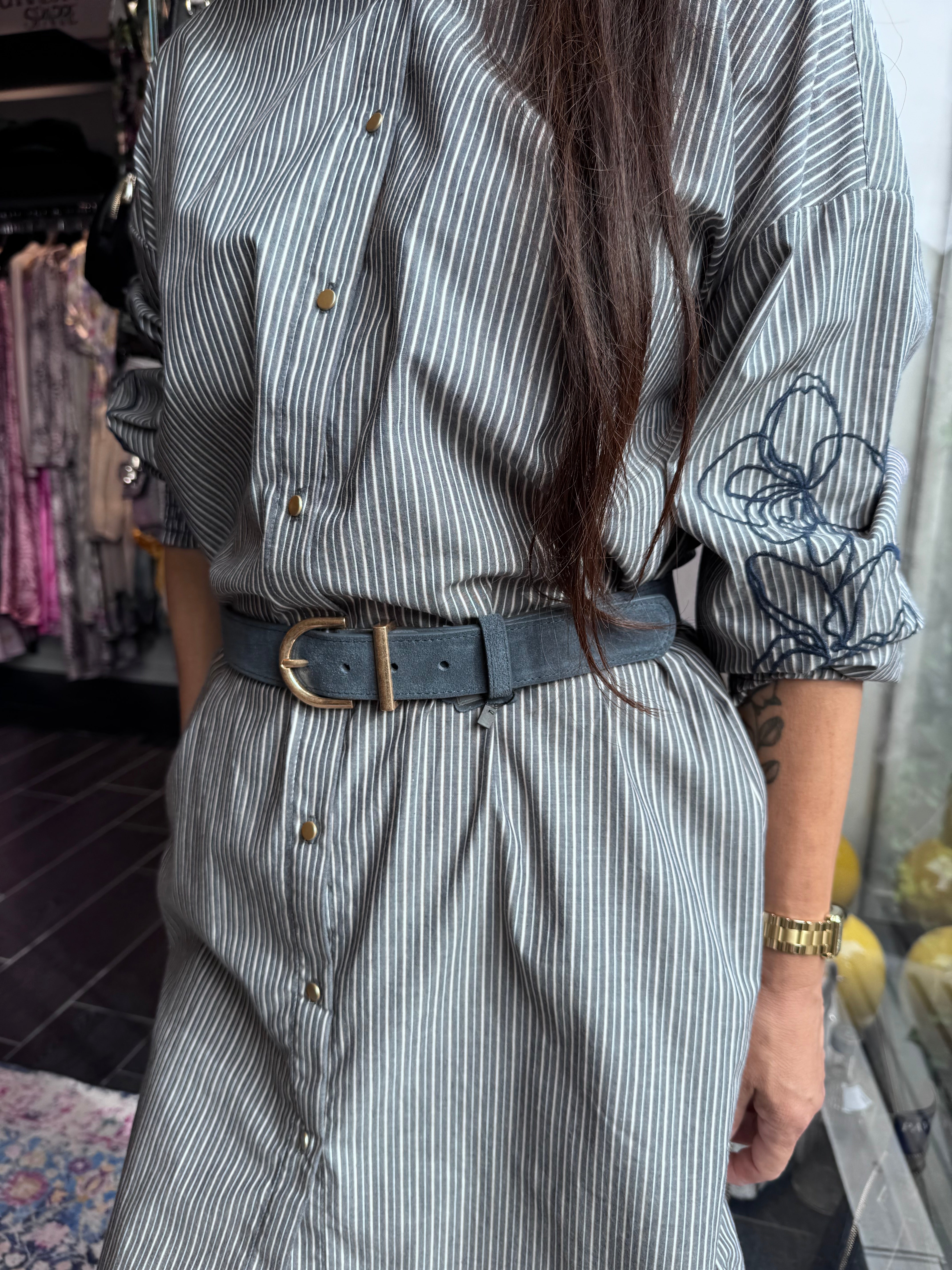 Qnuz - Belt suede leather - Denim blue