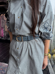 Qnuz - Belt suede leather - Denim blue