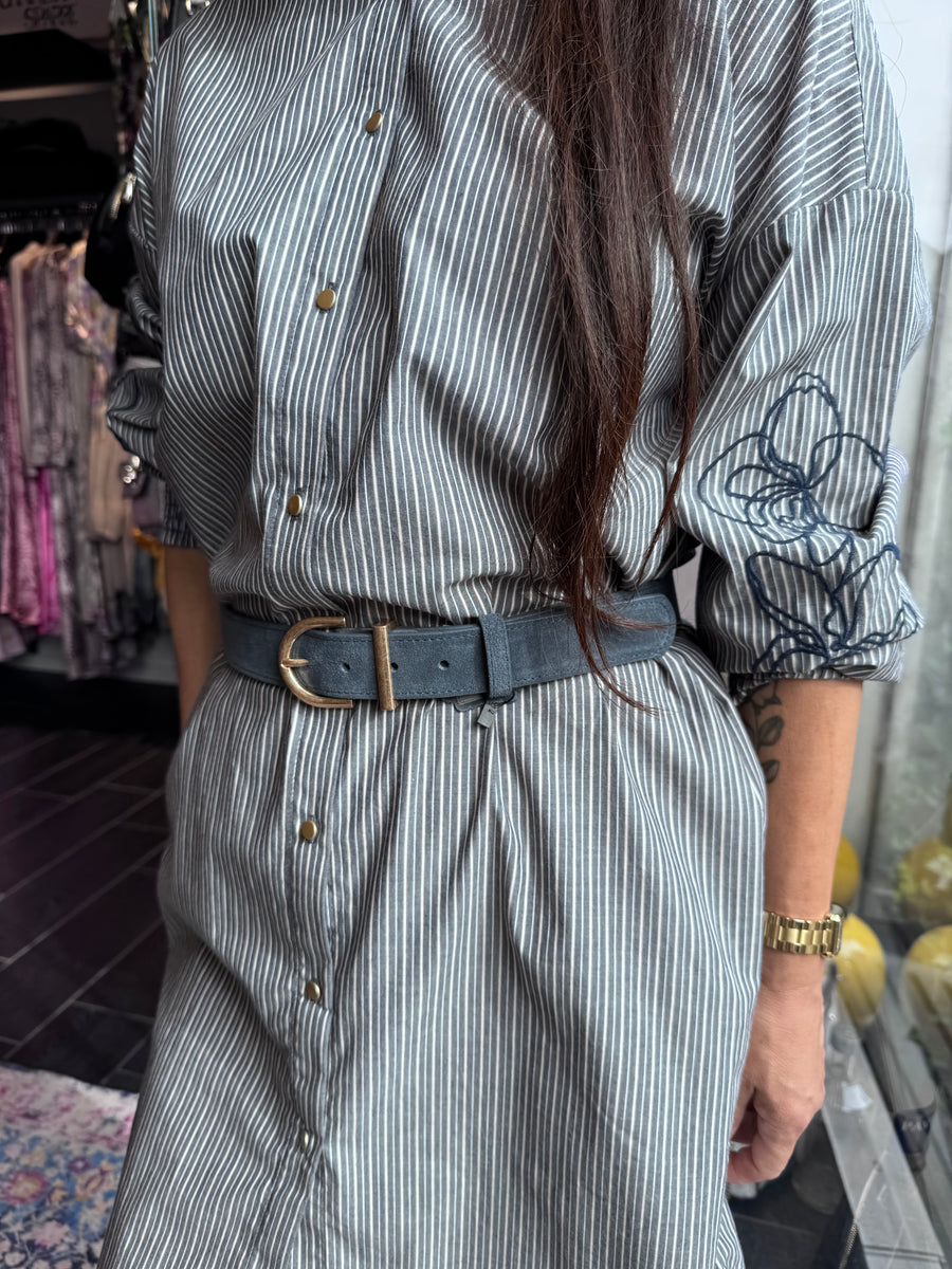 Qnuz - Belt suede leather - Denim blue
