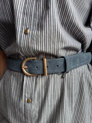 Qnuz - Belt suede leather - Denim blue