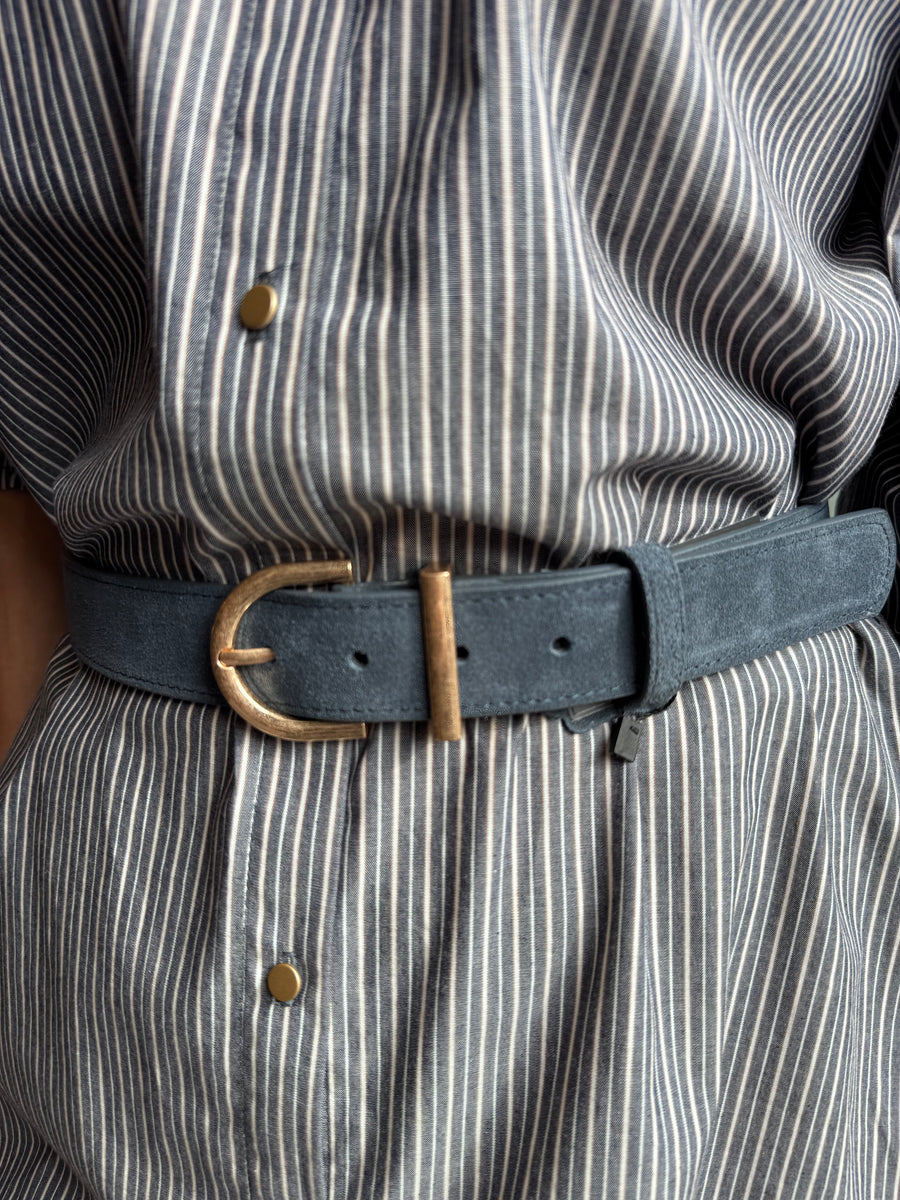 Qnuz - Belt suede leather - Denim blue