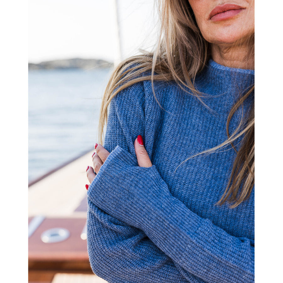 Hést - Eli rib sweater - Blue Melange