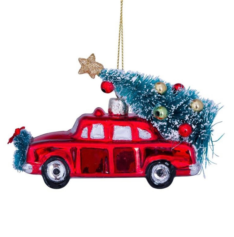 Vondels - rød bil med juletræ