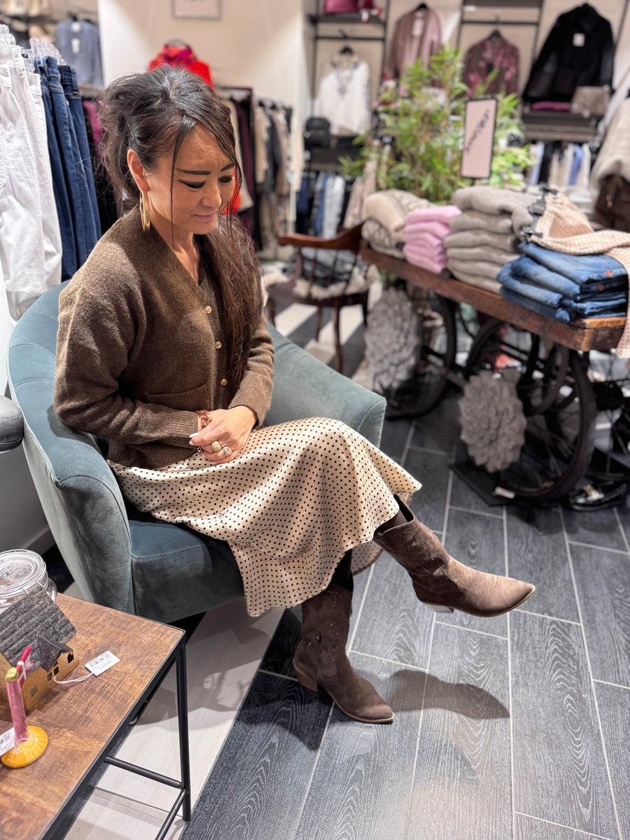 Qnuz - Satin Skirt - Beige