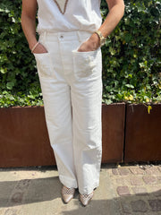 Boho - Jeans m. broderi - hvid