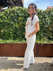 Boho - Jeans m. broderi - hvid