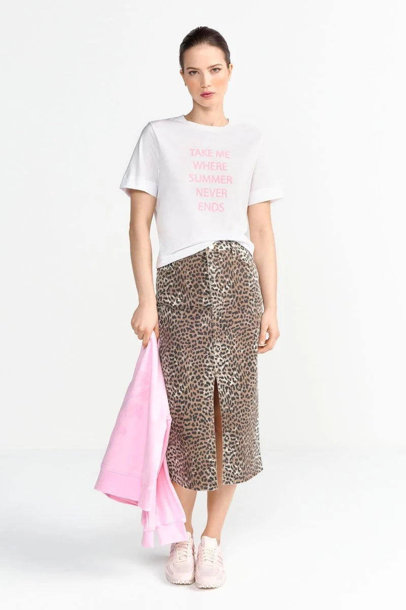 Rich and Royal - Long Leopard Denim skirt