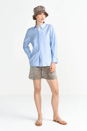 Rich and Royal - Leopard print denim shorts
