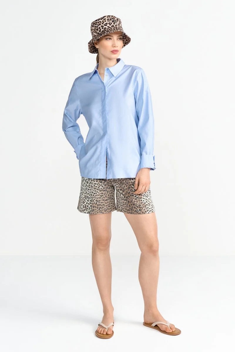 Rich and Royal - Leopard print denim shorts
