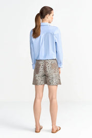 Rich and Royal - Leopard print denim shorts