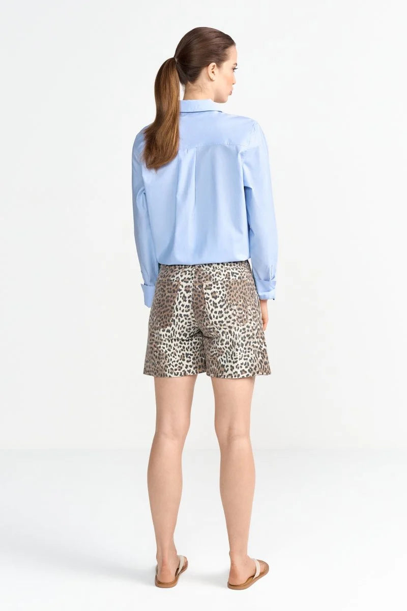 Rich and Royal - Leopard print denim shorts