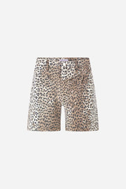Rich and Royal - Leopard print denim shorts