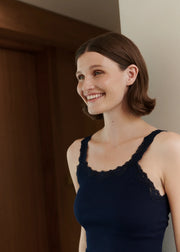 Babette silk deep back - Navy