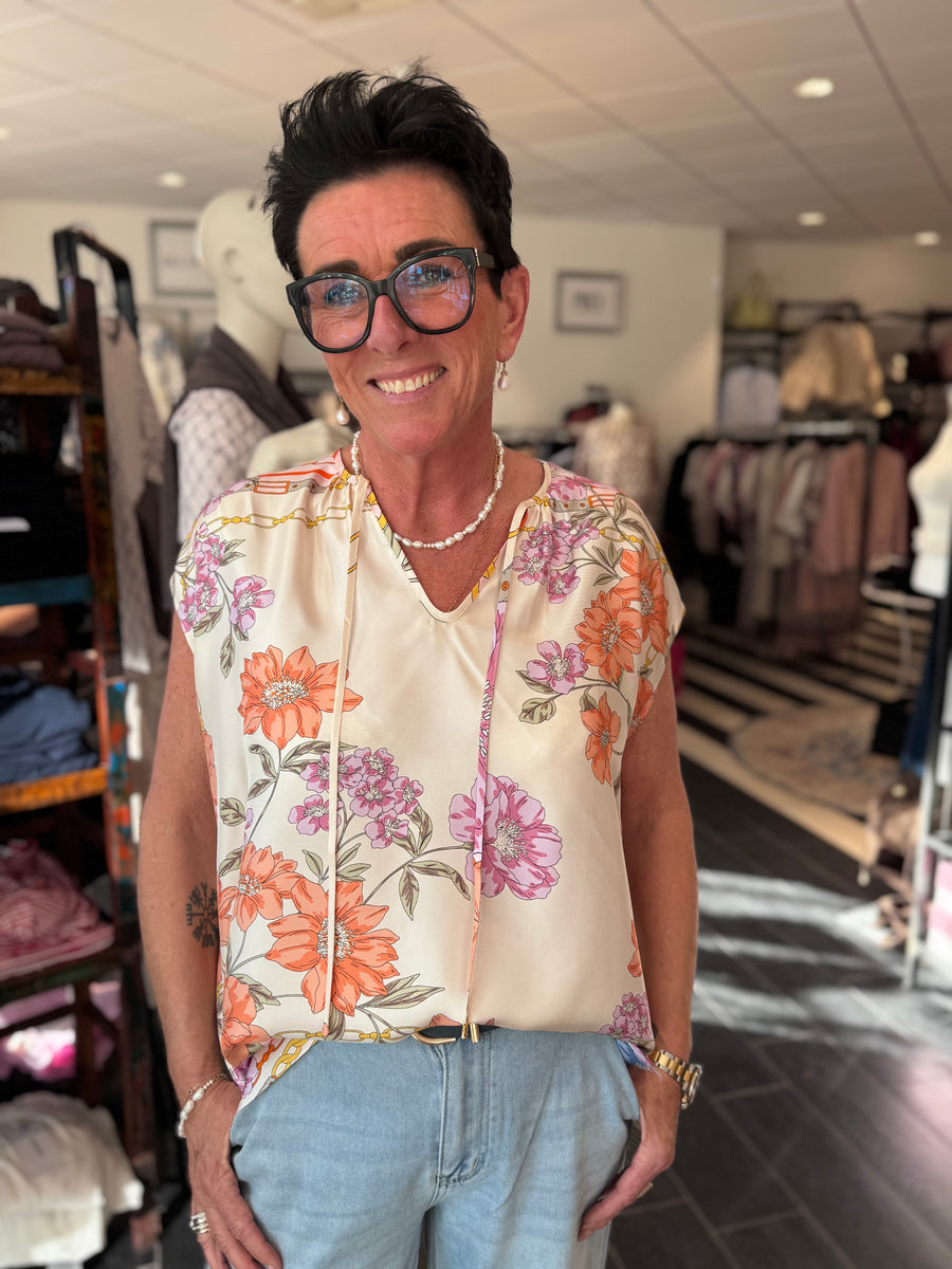 Charlotte Sparre - Fleur de chaine top - Cream/multi - vendbar