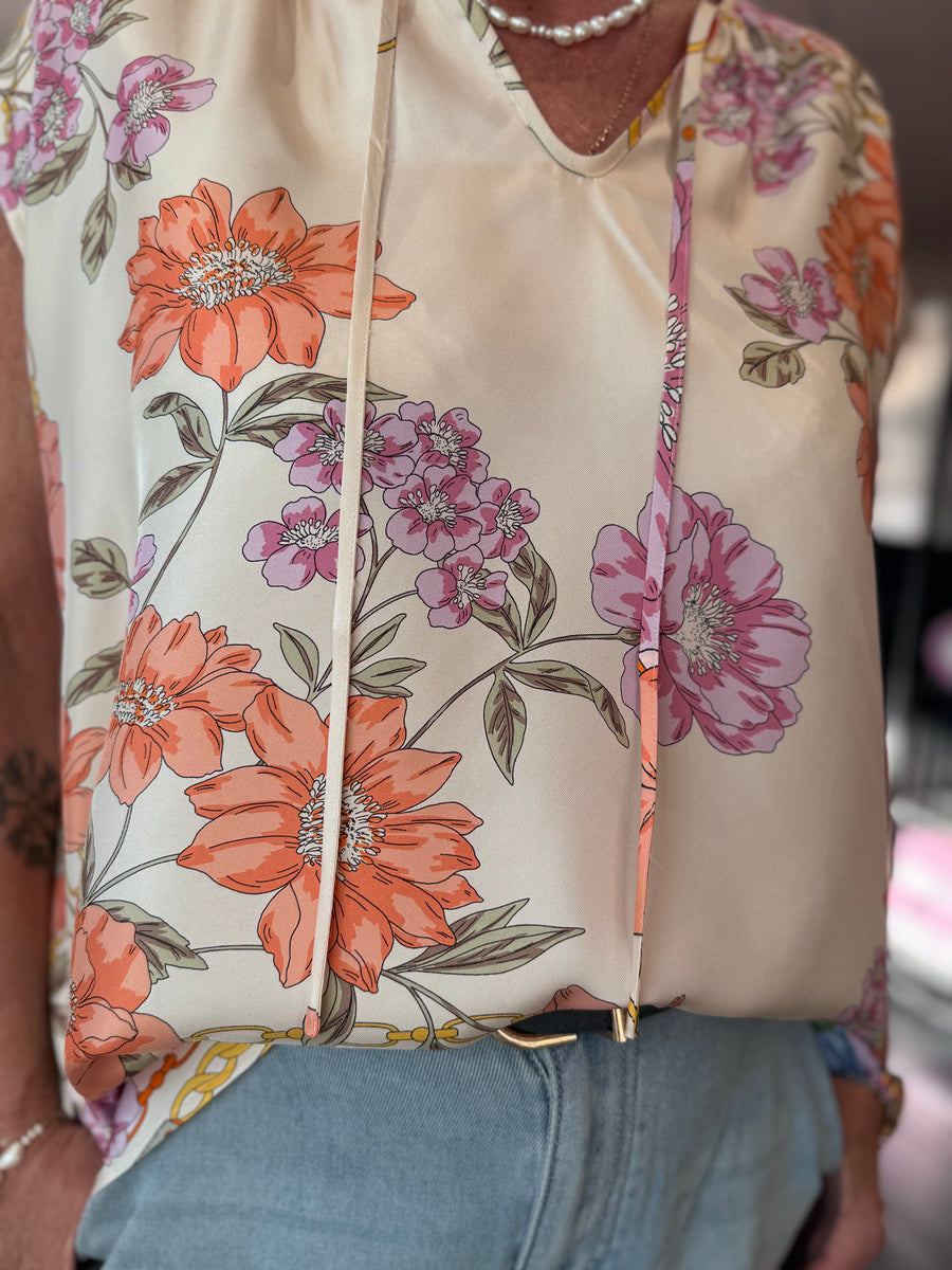 Charlotte Sparre - Fleur de chaine top - Cream/multi - vendbar