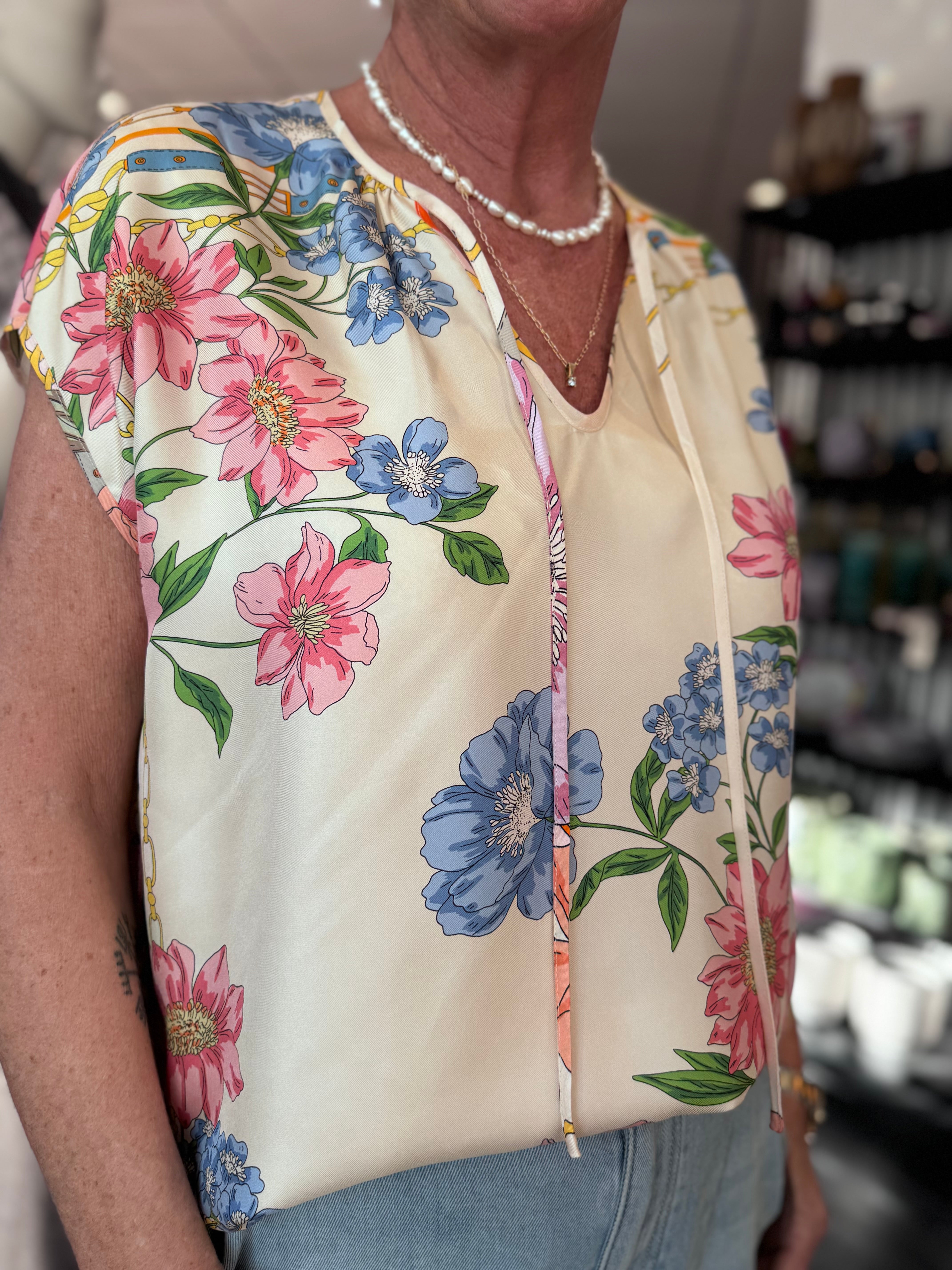 Charlotte Sparre - Fleur de chaine top - Cream/multi - vendbar