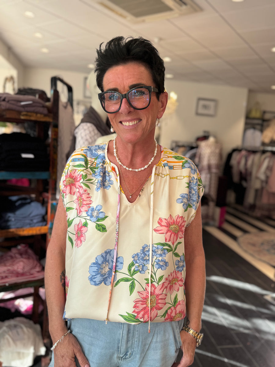 Charlotte Sparre - Fleur de chaine top - Cream/multi - vendbar
