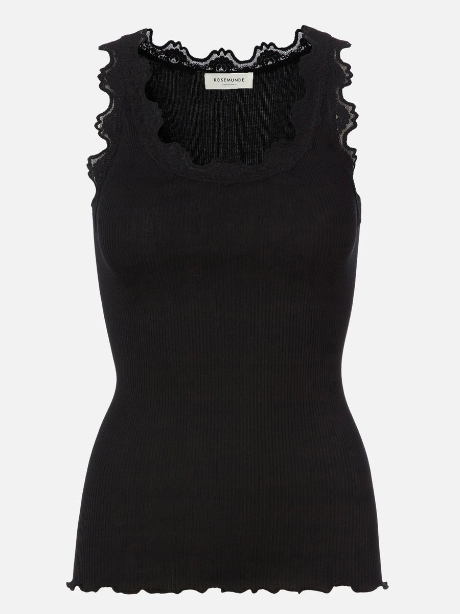 Rosemunde - Babette silk u-neck top - black