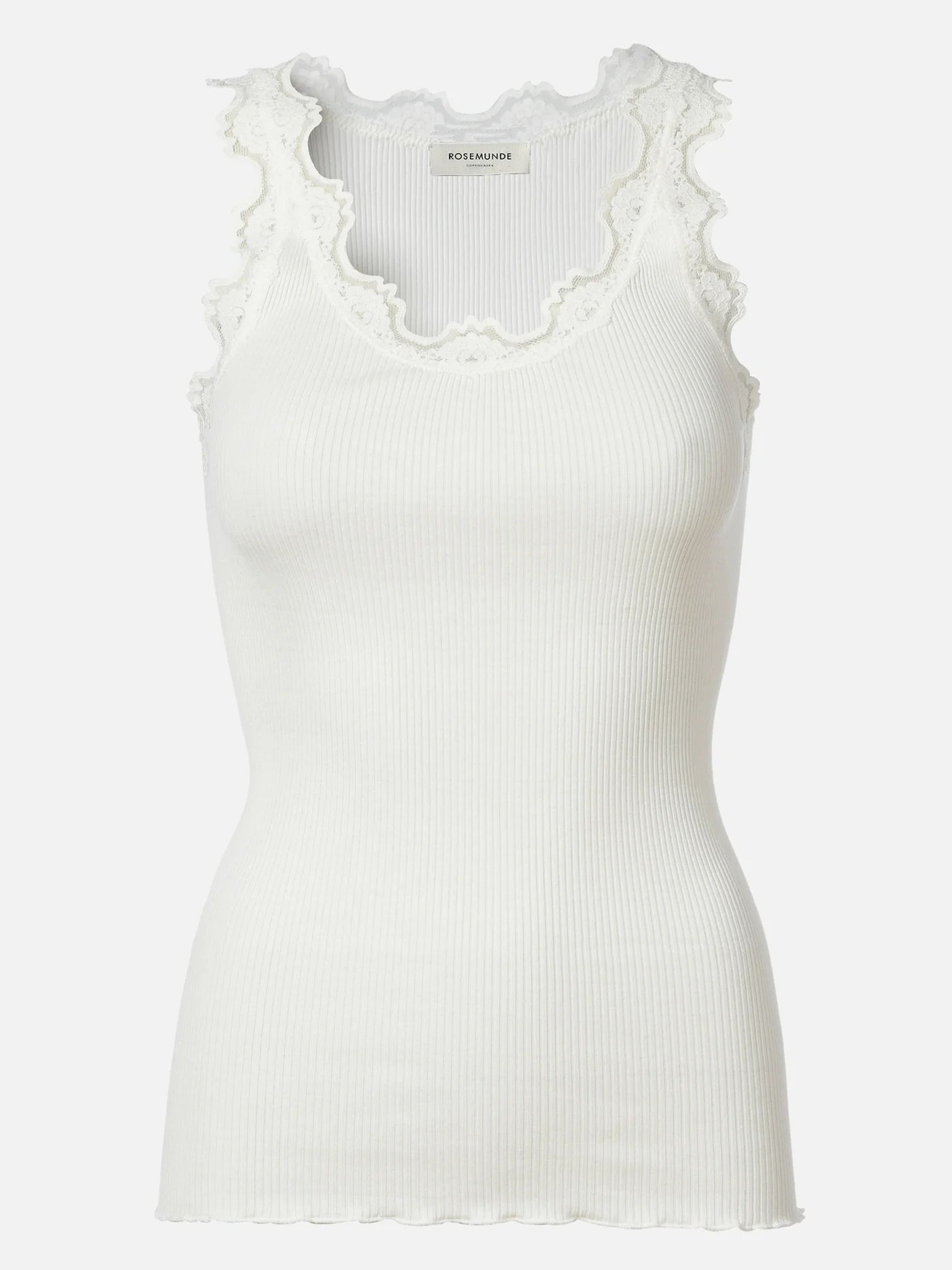 Rosemunde - Babette silk u-neck top - white