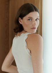 Rosemunde - Babette silk u-neck top - white