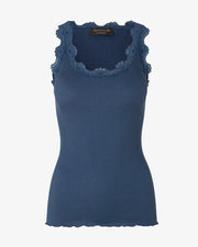 Babette silk u-neck top - denim blue