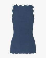 Babette silk u-neck top - denim blue
