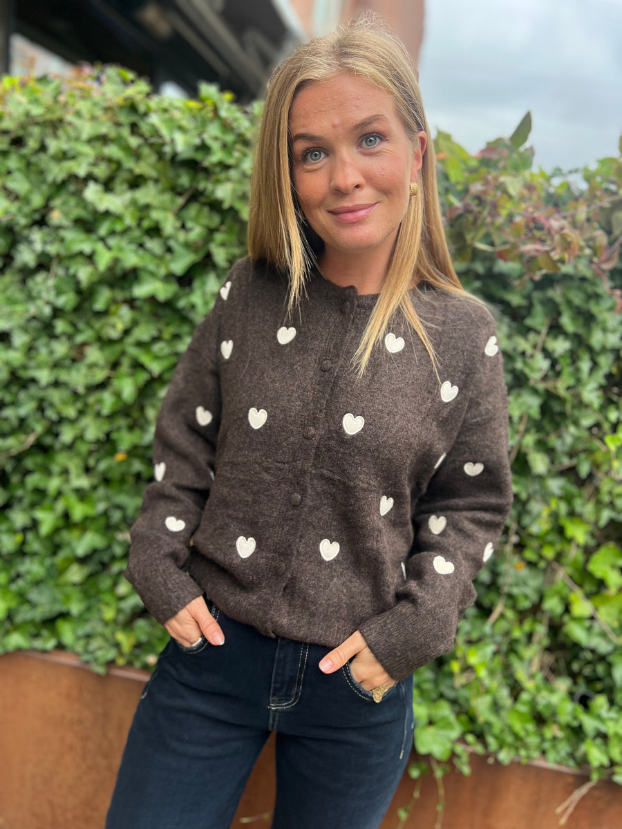 Boho - Hjerte cardigan - Brown