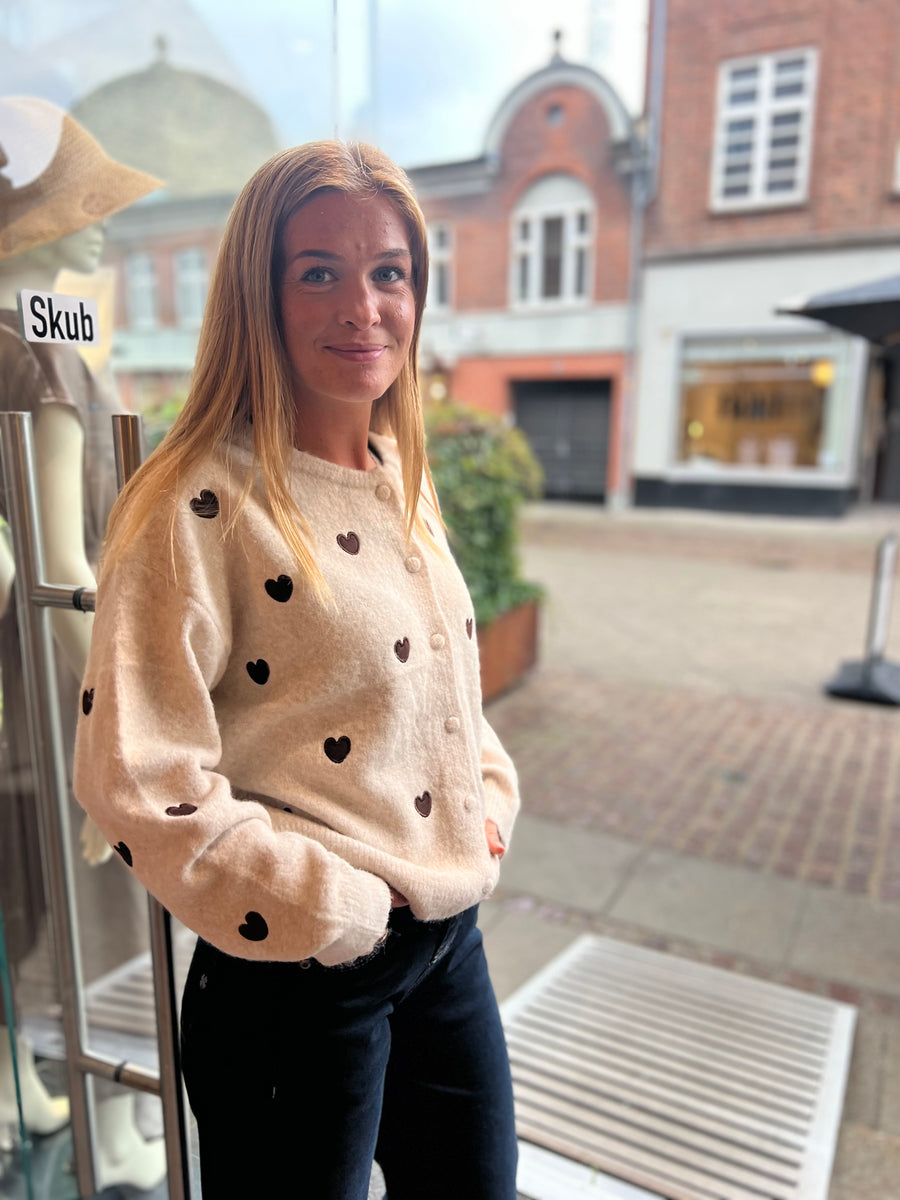Boho - Hjerte cardigan - Beige