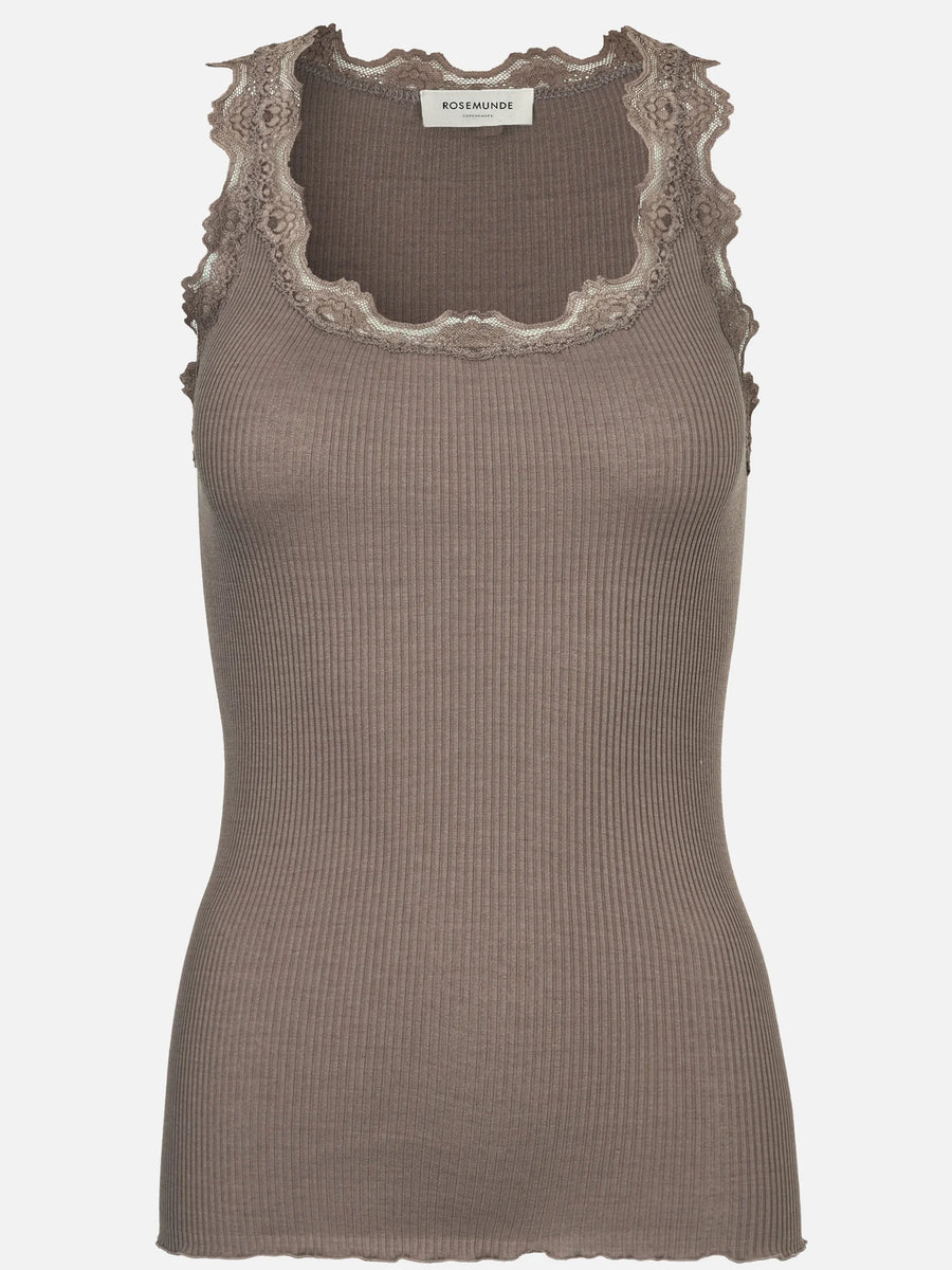 Rosemunde - Babette silk u-neck top - Falcon