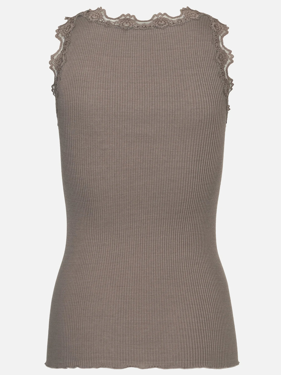 Rosemunde - Babette silk u-neck top - Falcon