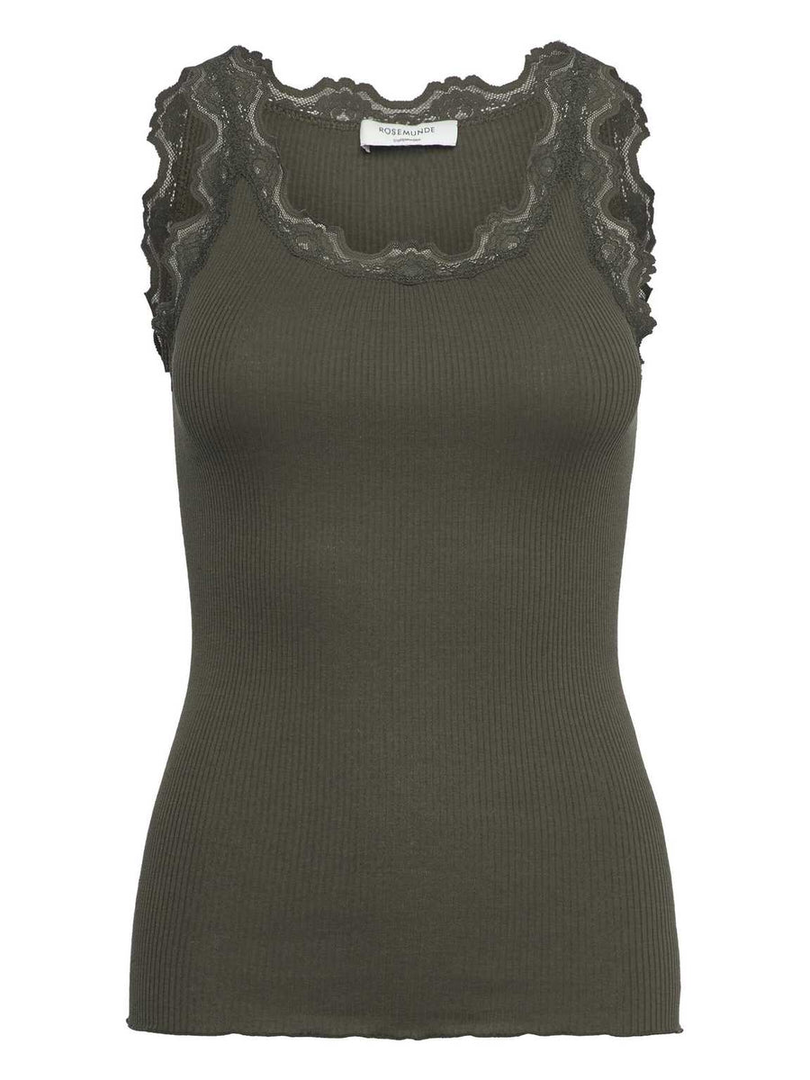 Rosemunde - Babette silk u-neck top - Forrest night
