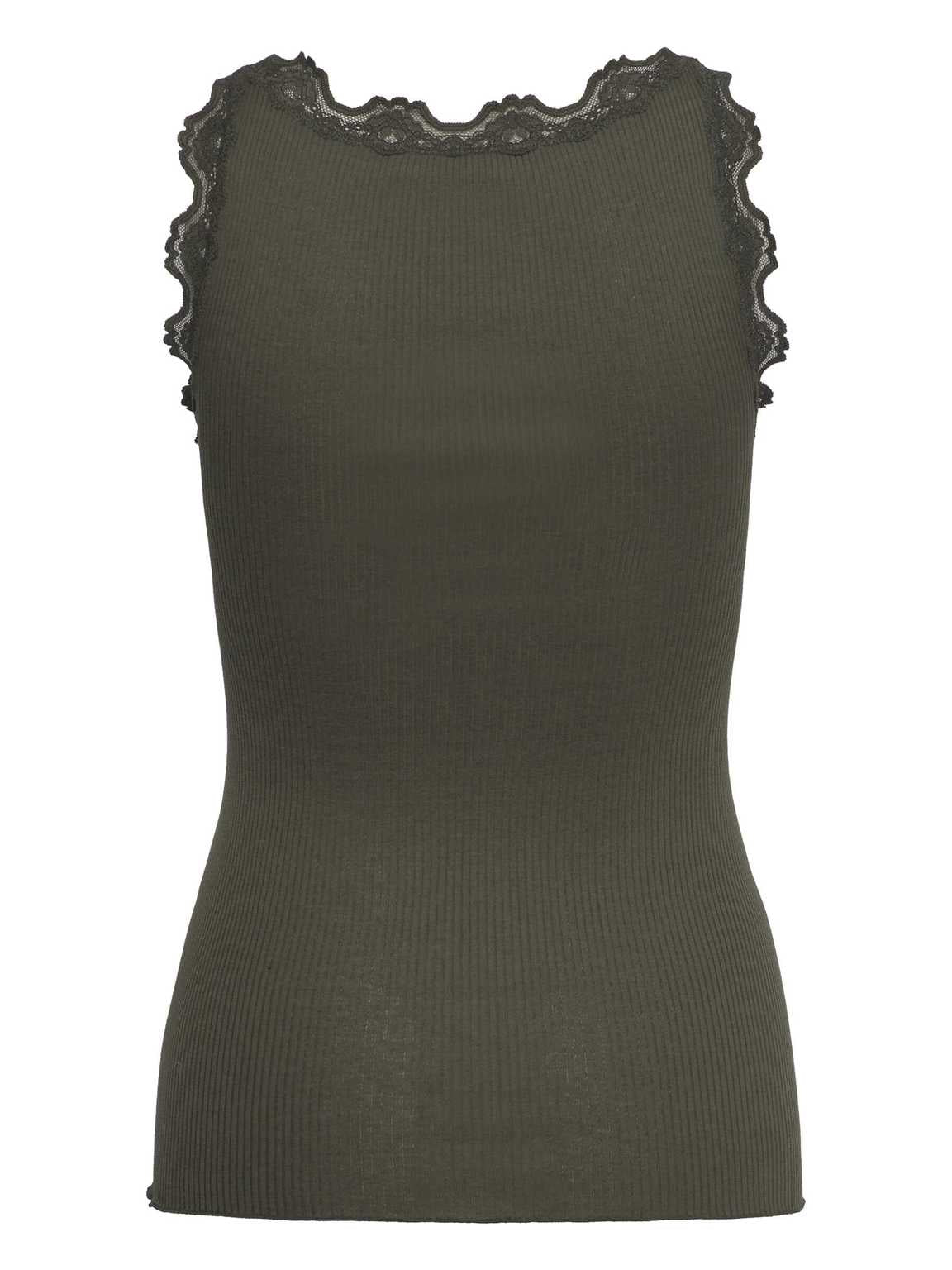 Rosemunde - Babette silk u-neck top - Forrest night