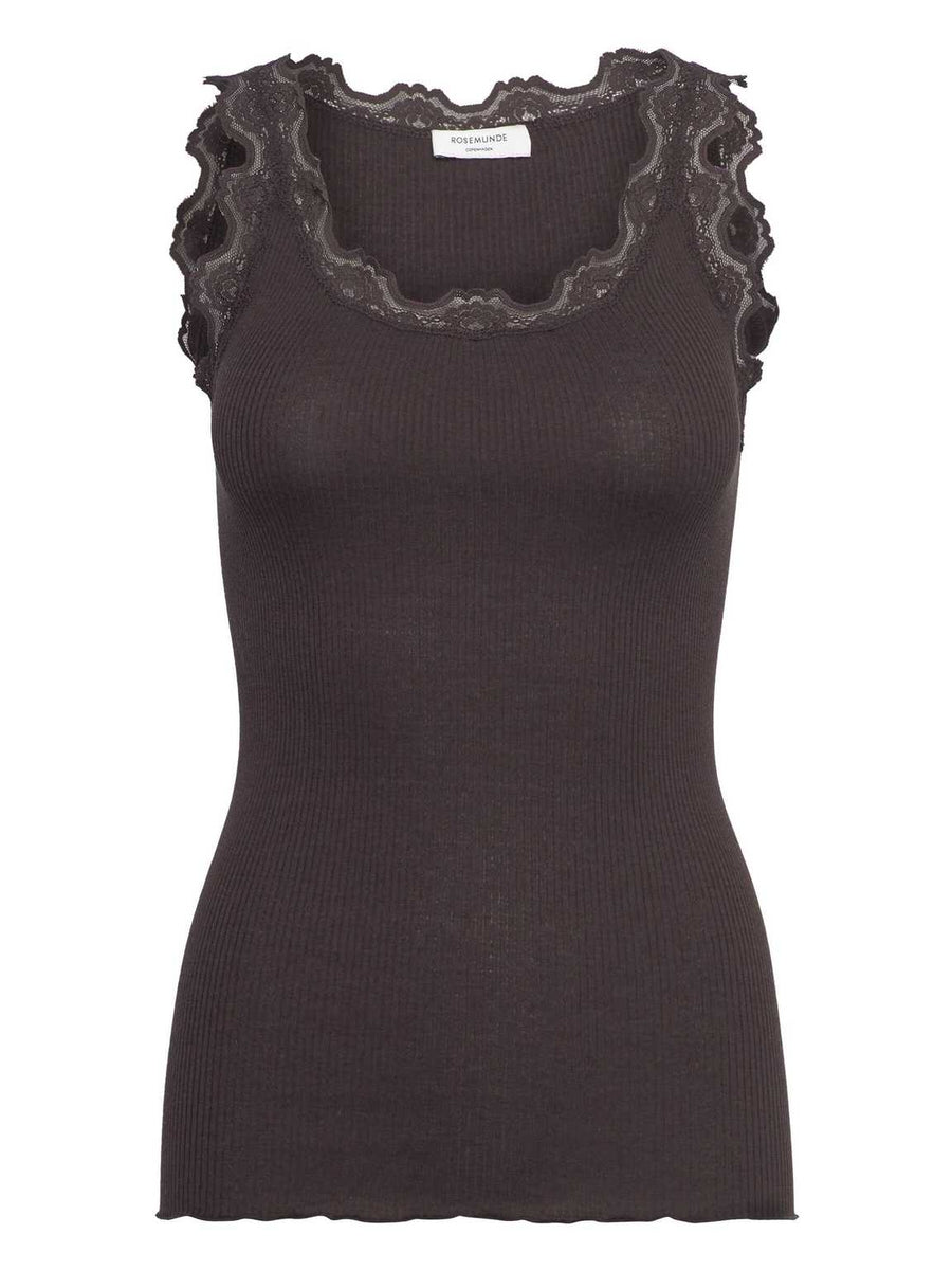 Rosemunde - Babette silk u-neck top - Ganache