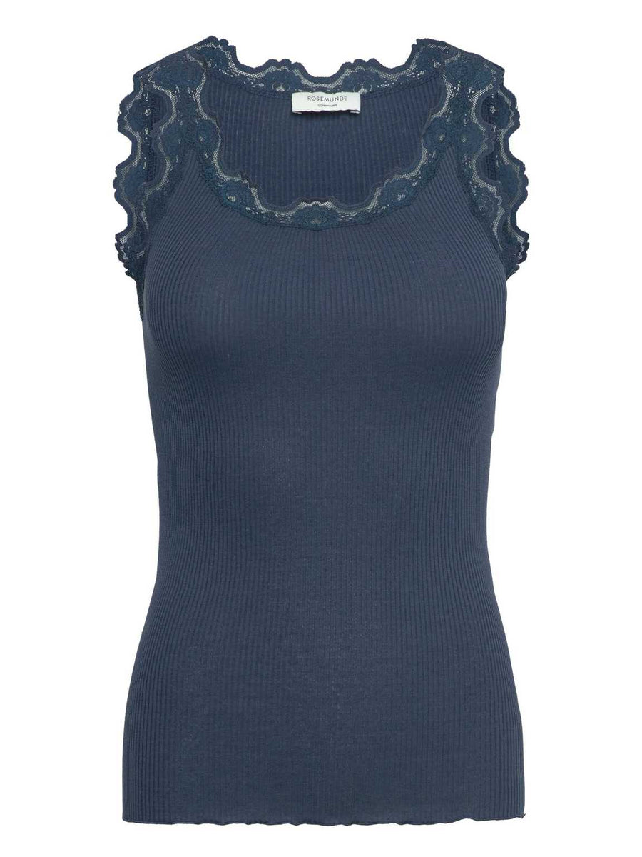 Rosemunde - Babette silk u-neck top - Insignia blue