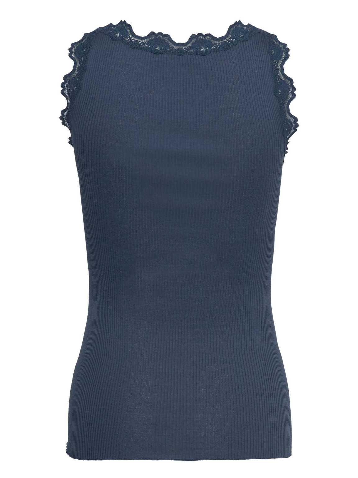 Rosemunde - Babette silk u-neck top - Insignia blue