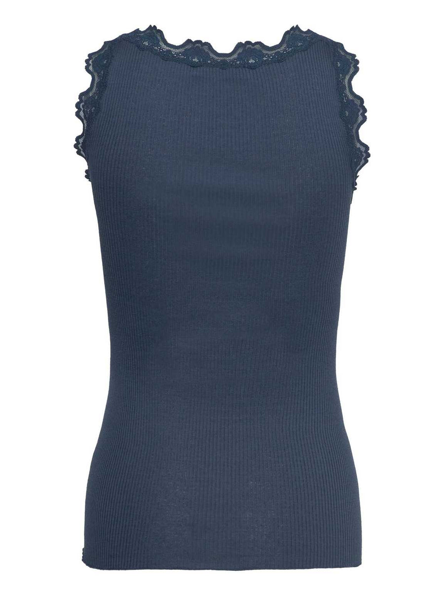 Rosemunde - Babette silk u-neck top - Insignia blue