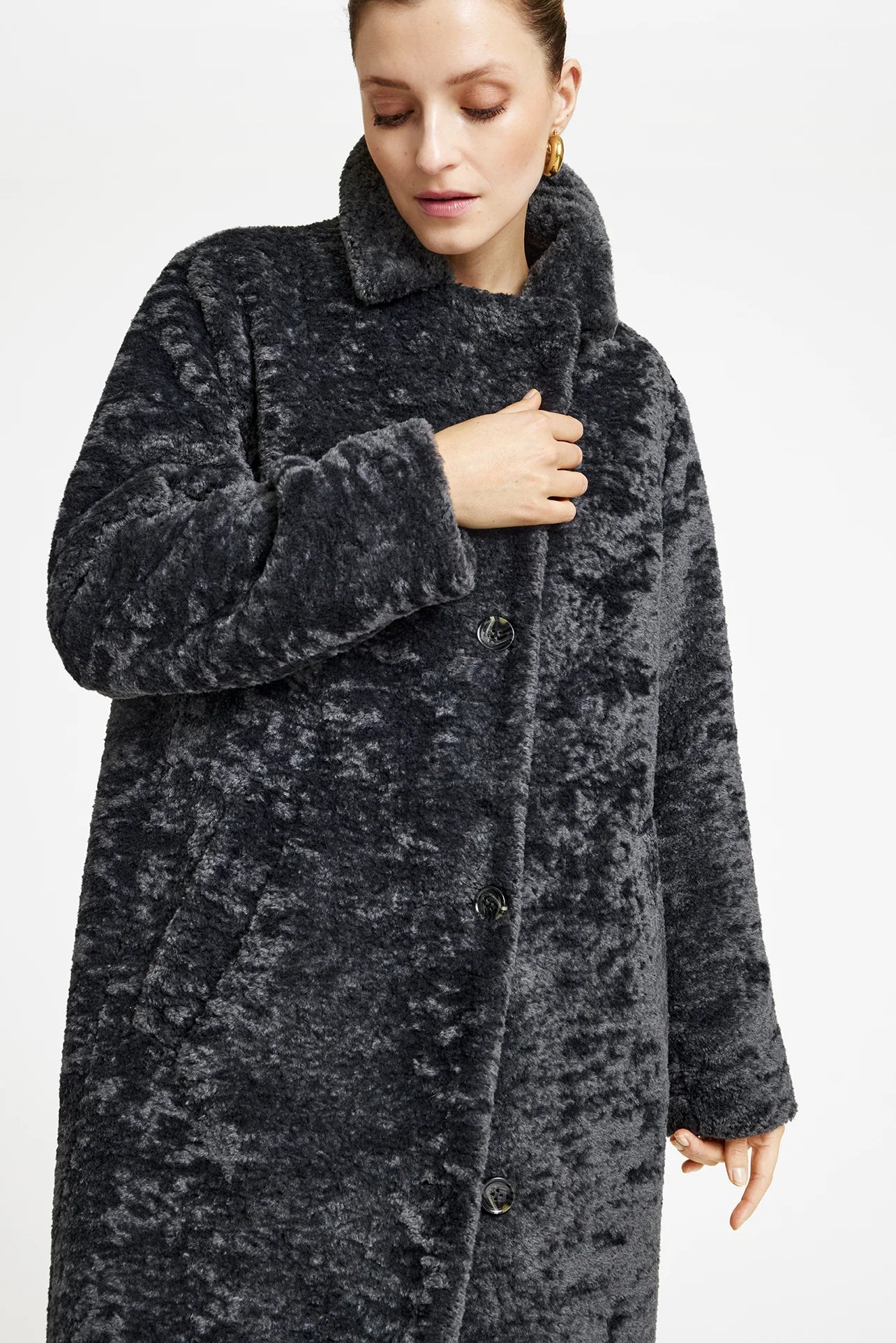 Gustav - Galia fake fur coat - grey