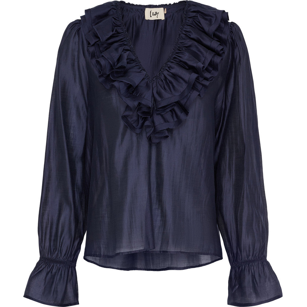 Isay - Klara flounce blouse - Navy