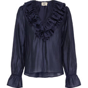 Isay - Klara flounce blouse - Navy