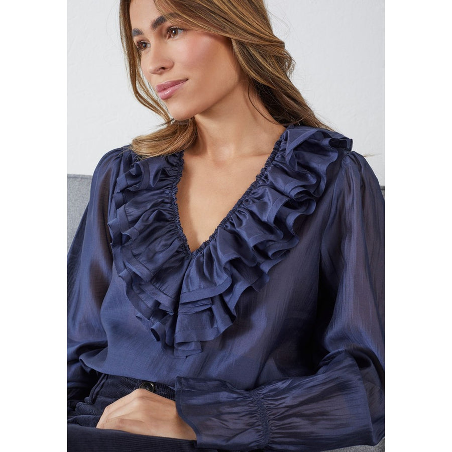 Isay - Klara flounce blouse - Navy