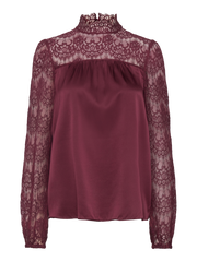 Rosemunde  - Jade silk LS blouse - Tawny port