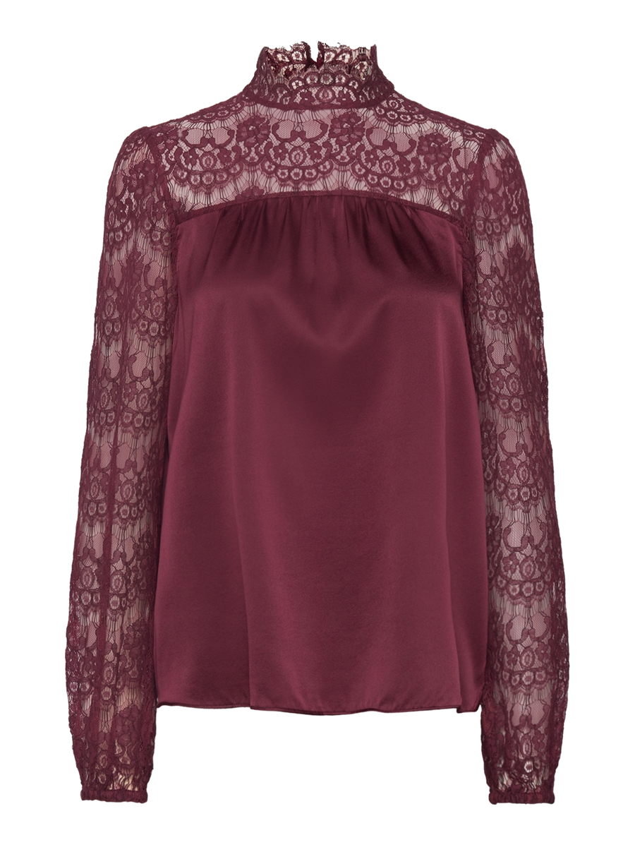 Rosemunde  - Jade silk LS blouse - Tawny port