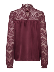 Rosemunde  - Jade silk LS blouse - Tawny port