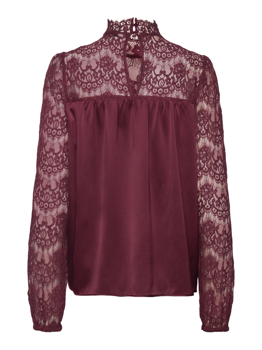 Rosemunde  - Jade silk LS blouse - Tawny port