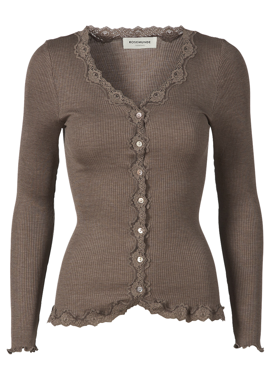 Rosemunde - Babette silk LS cardigan - Brown