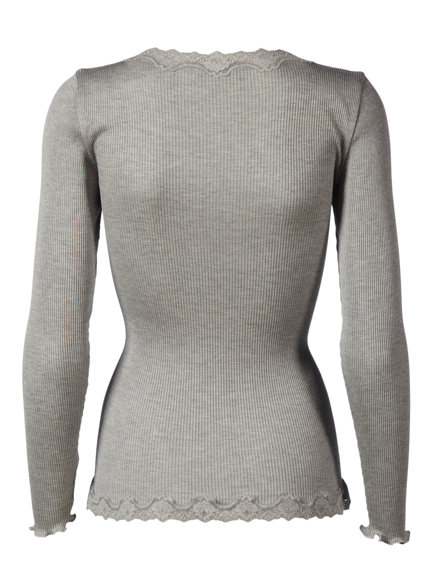 Rosemunde - Babette silk LS cardigan - L. grey