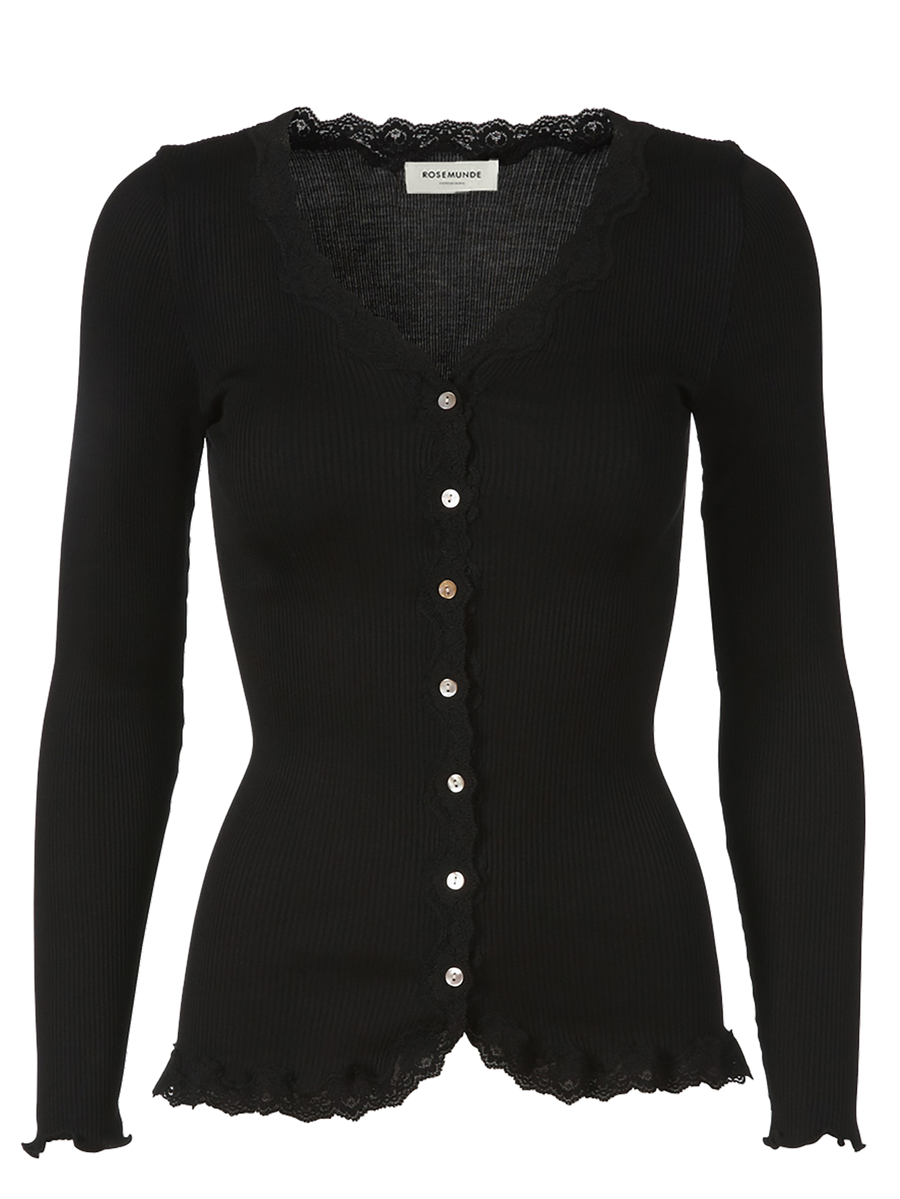 Rosemunde - Babette silk LS cardigan - Black