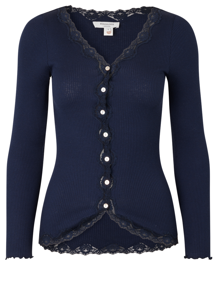 Rosemunde - Babette silk LS cardigan - Navy
